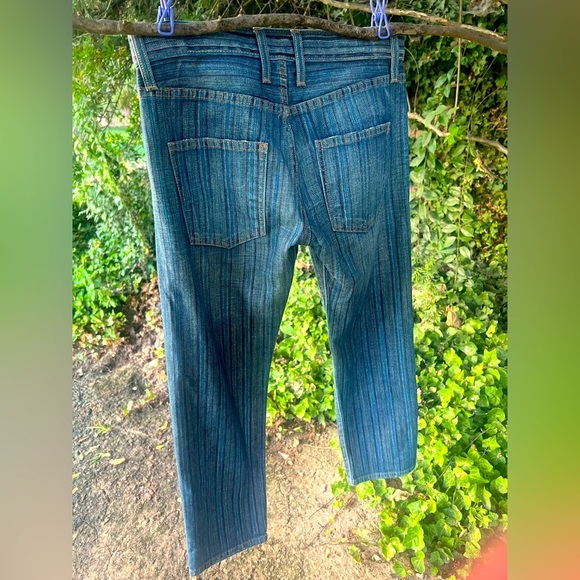 Current/Elliott Striped Blue Ankle Jeans ๐ - Picture 6 of 8